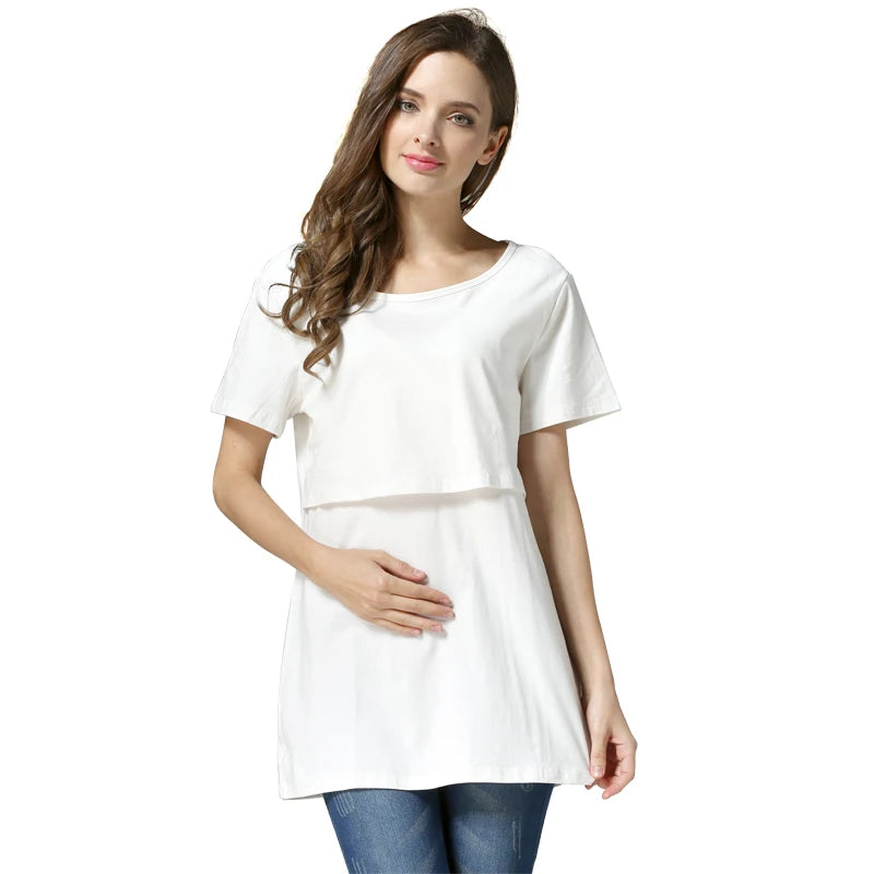 Short Sleeve Cotton Mommy Nursing T-shirt