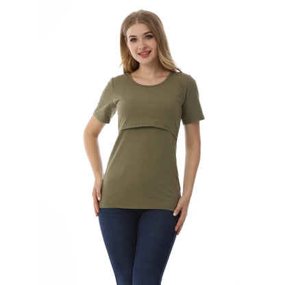 Short Sleeve Cotton Mommy Nursing T-shirt