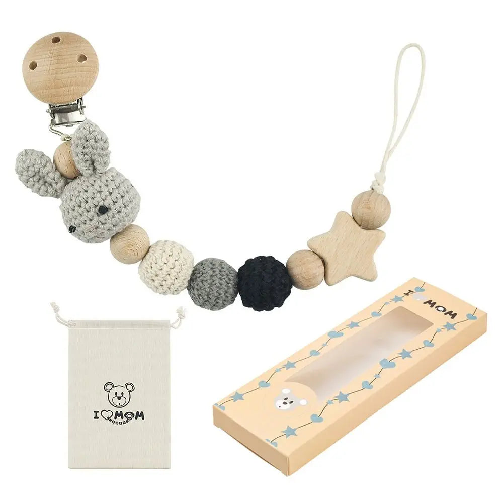 Anti-Drop Beech Wood Baby Pacifier Clips