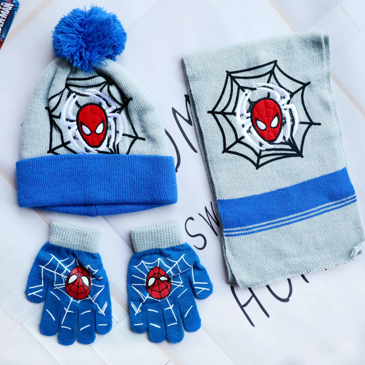 Spiderman Classics Cartoon Scarf Hat Glove Sets