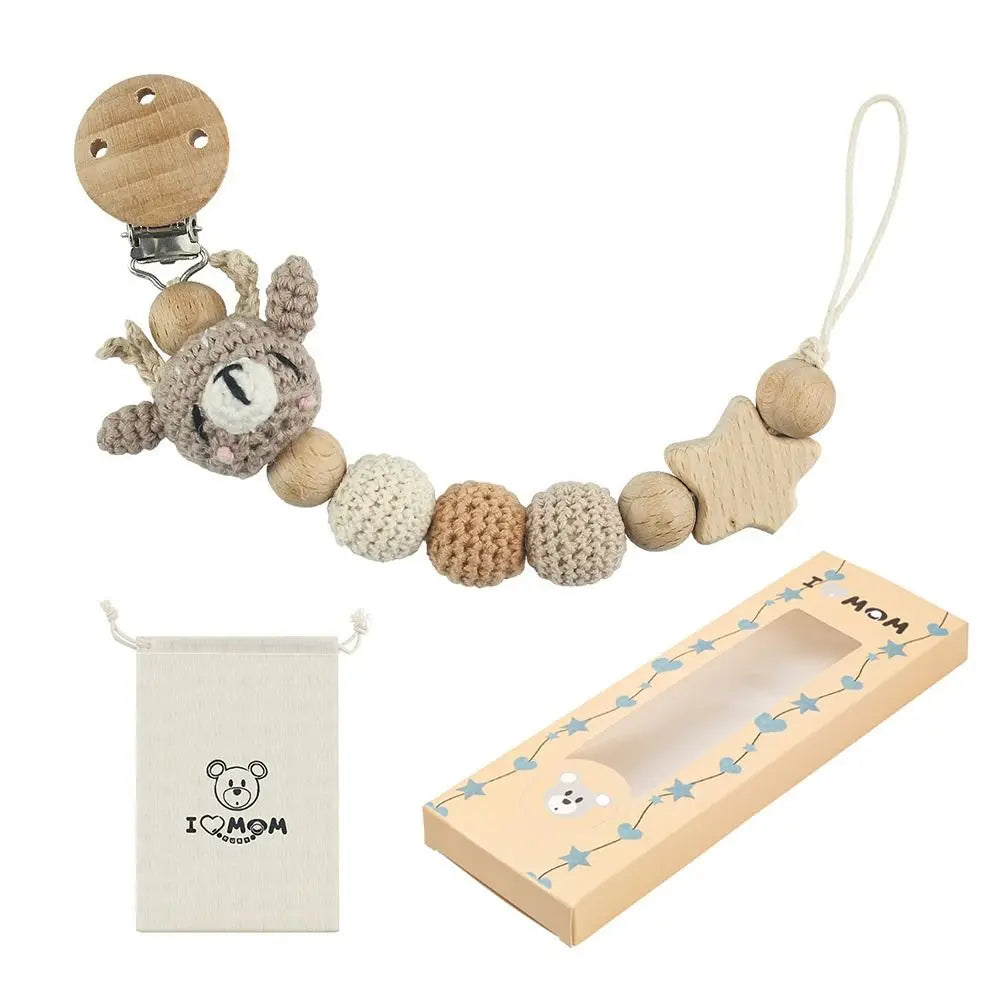 Anti-Drop Beech Wood Baby Pacifier Clips