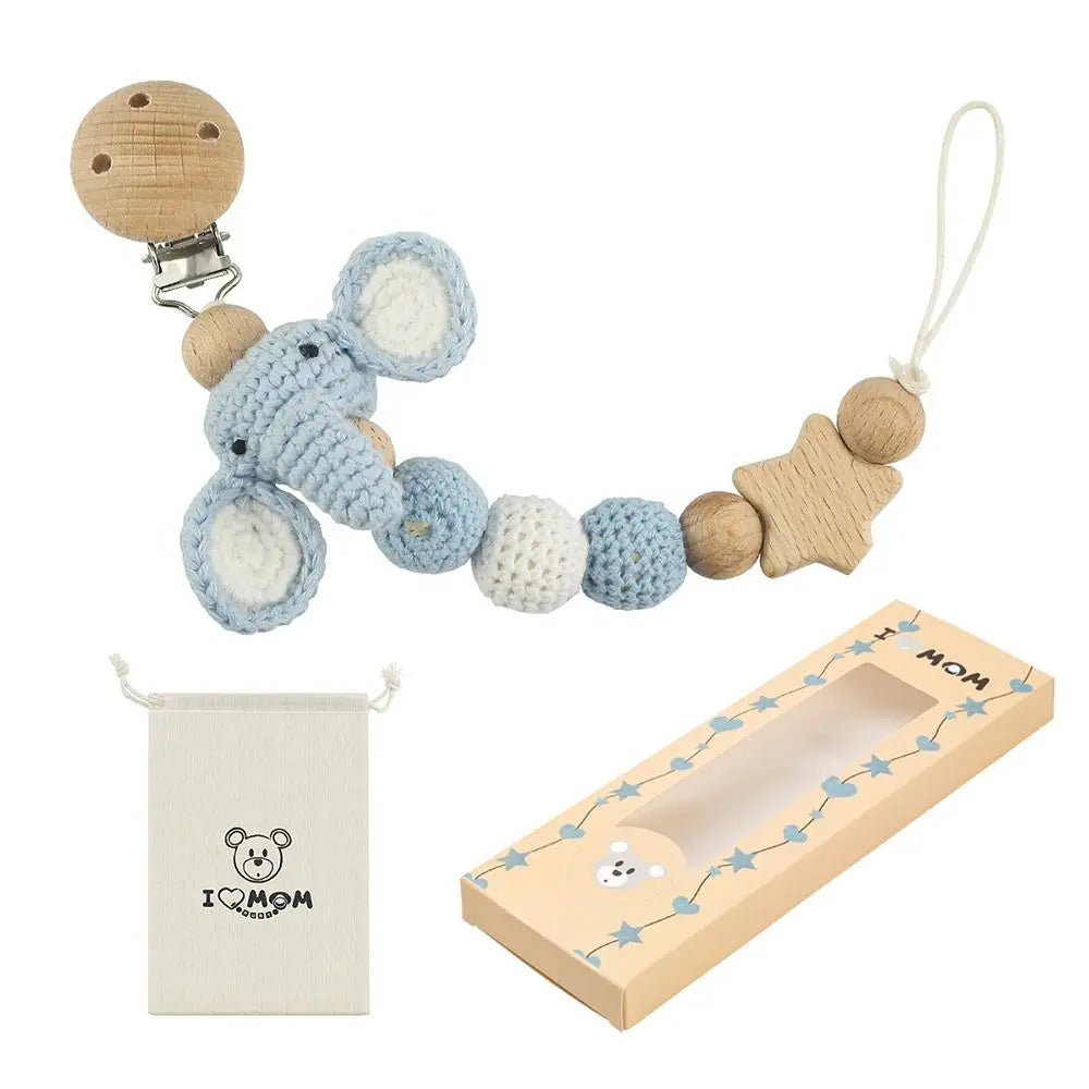 Anti-Drop Beech Wood Baby Pacifier Clips