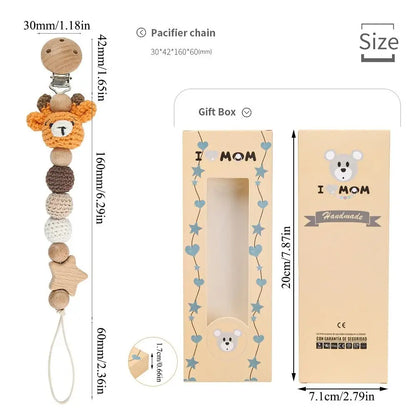 Anti-Drop Beech Wood Baby Pacifier Clips