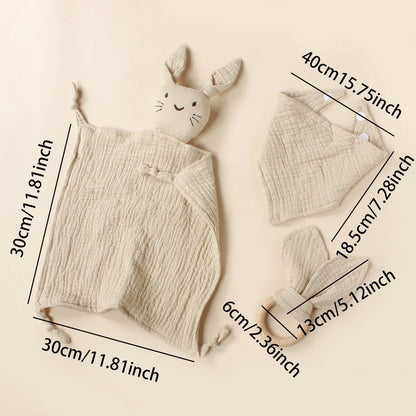 Muslin Cat Square Triangle Bib Set