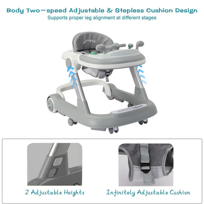 Push Walker with Detachable Feeding and Music Trays