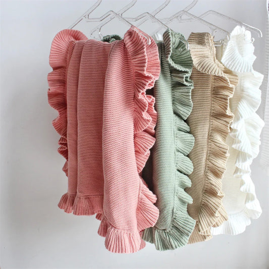 Cotton Knitted Wrap Ruffle Blankets