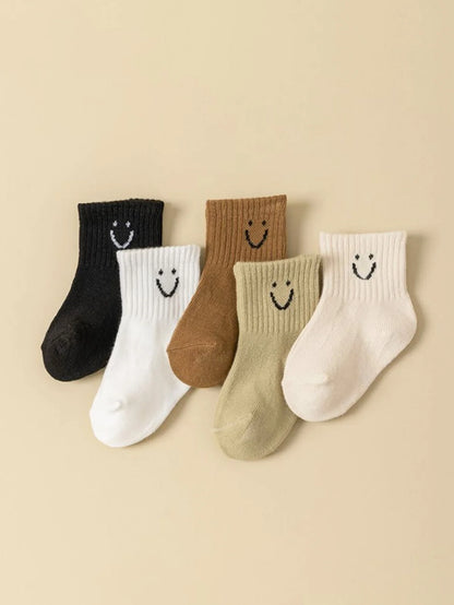 Cartoon Pattern & Solid Color Socks