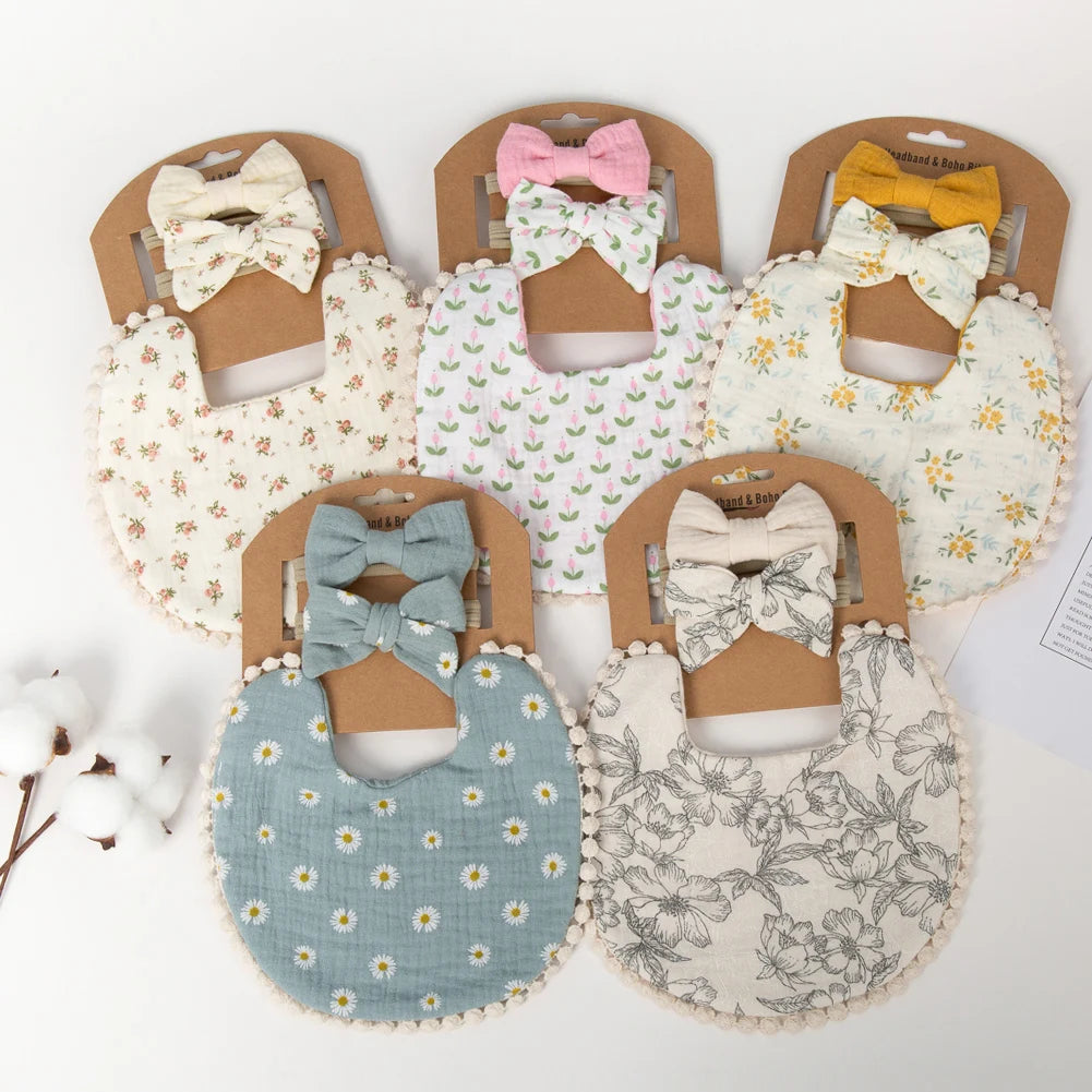 Flower Bibs & Headbands Bow Nylon Hairbands