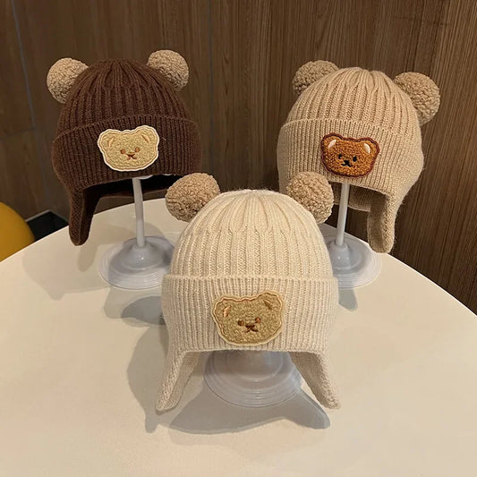 Baby Wool Cute Bear Ear Protection Hat