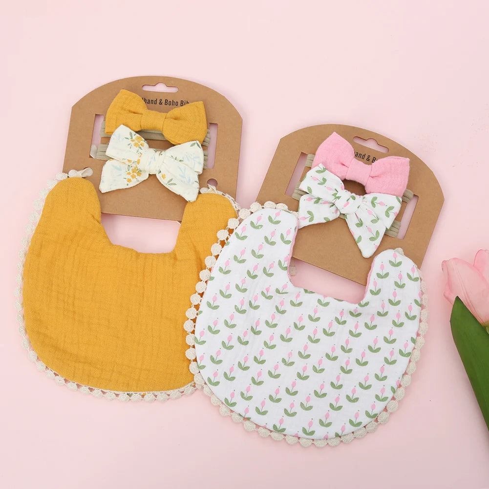 Flower Bibs & Headbands Bow Nylon Hairbands