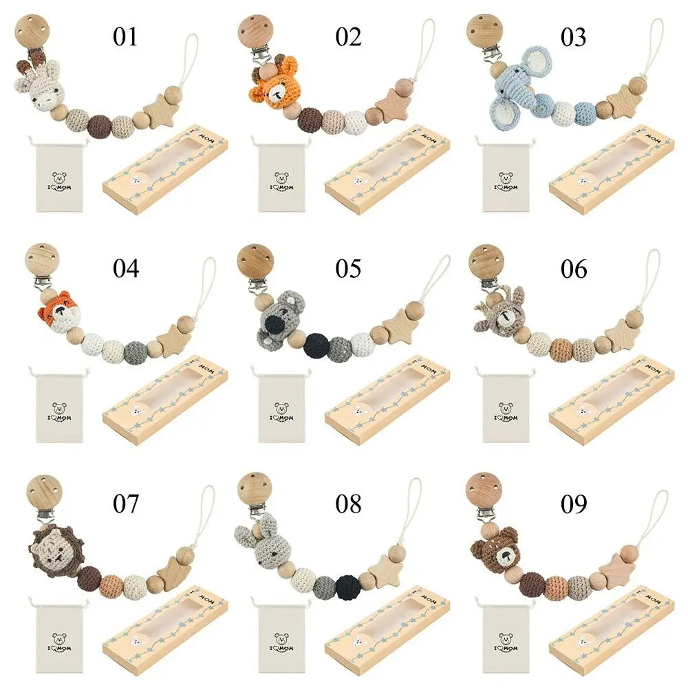 Anti-Drop Beech Wood Baby Pacifier Clips