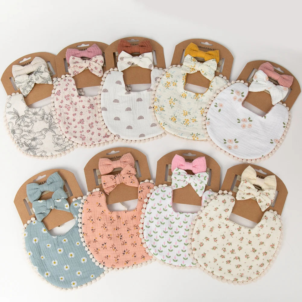 Flower Bibs & Headbands Bow Nylon Hairbands