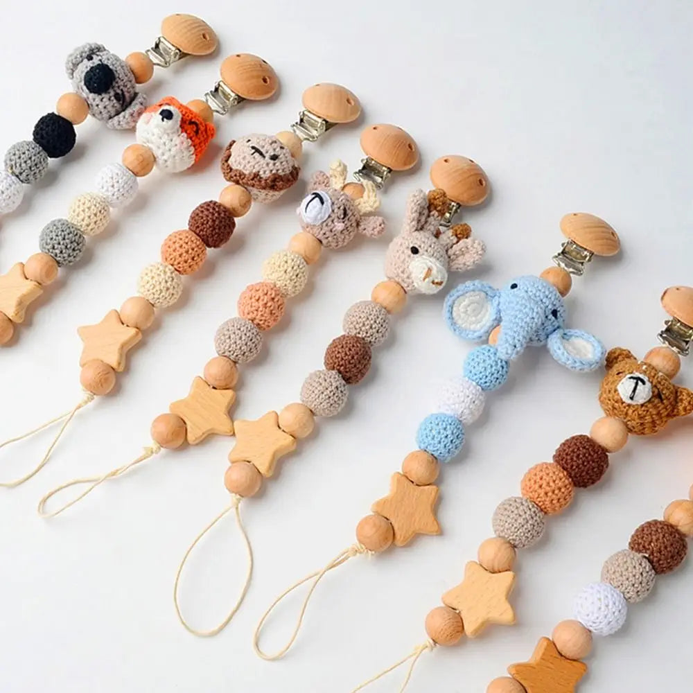 Anti-Drop Beech Wood Baby Pacifier Clips