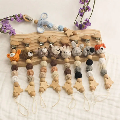 Anti-Drop Beech Wood Baby Pacifier Clips