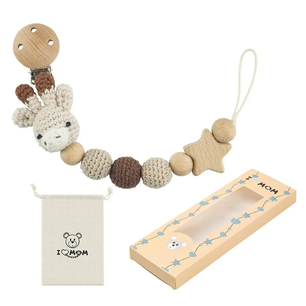 Anti-Drop Beech Wood Baby Pacifier Clips