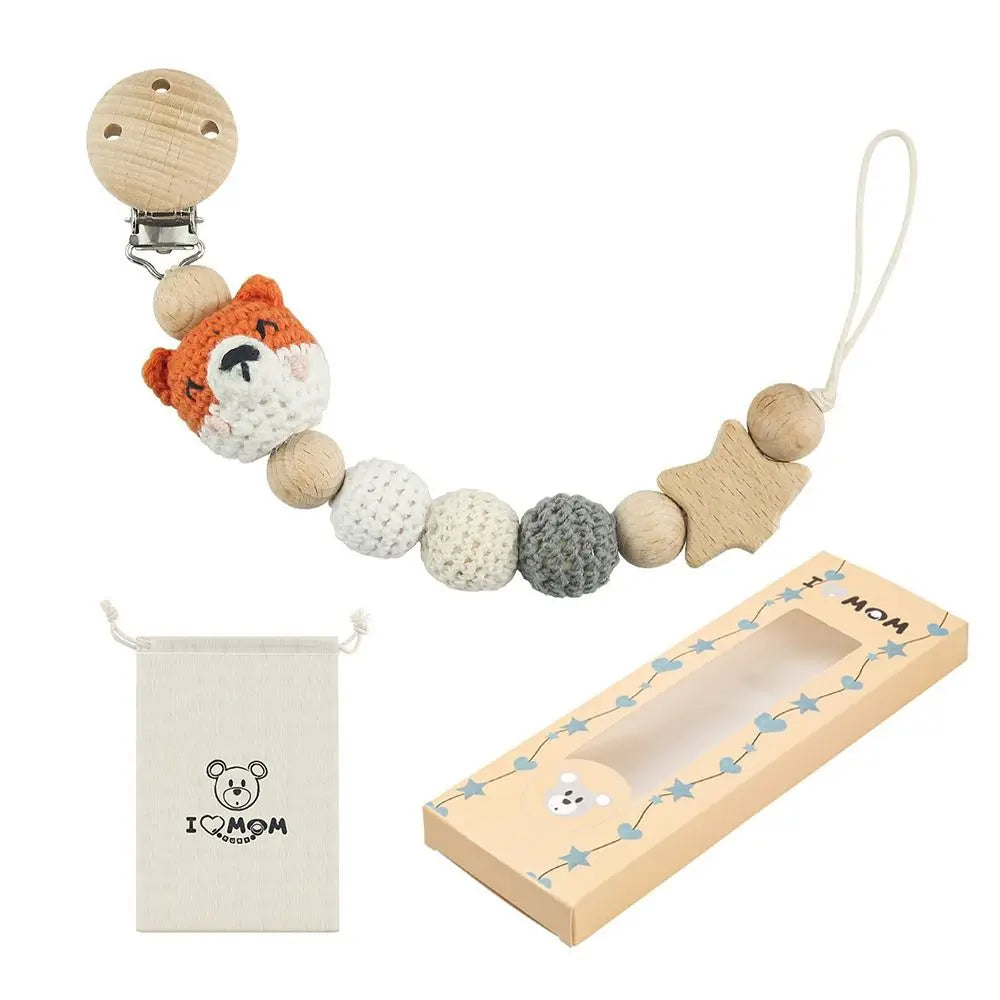 Anti-Drop Beech Wood Baby Pacifier Clips